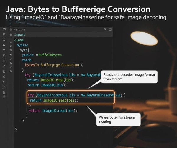 Java code snippet demonstrating the full flow for java base64 image decode from byte array to BufferedImage.
