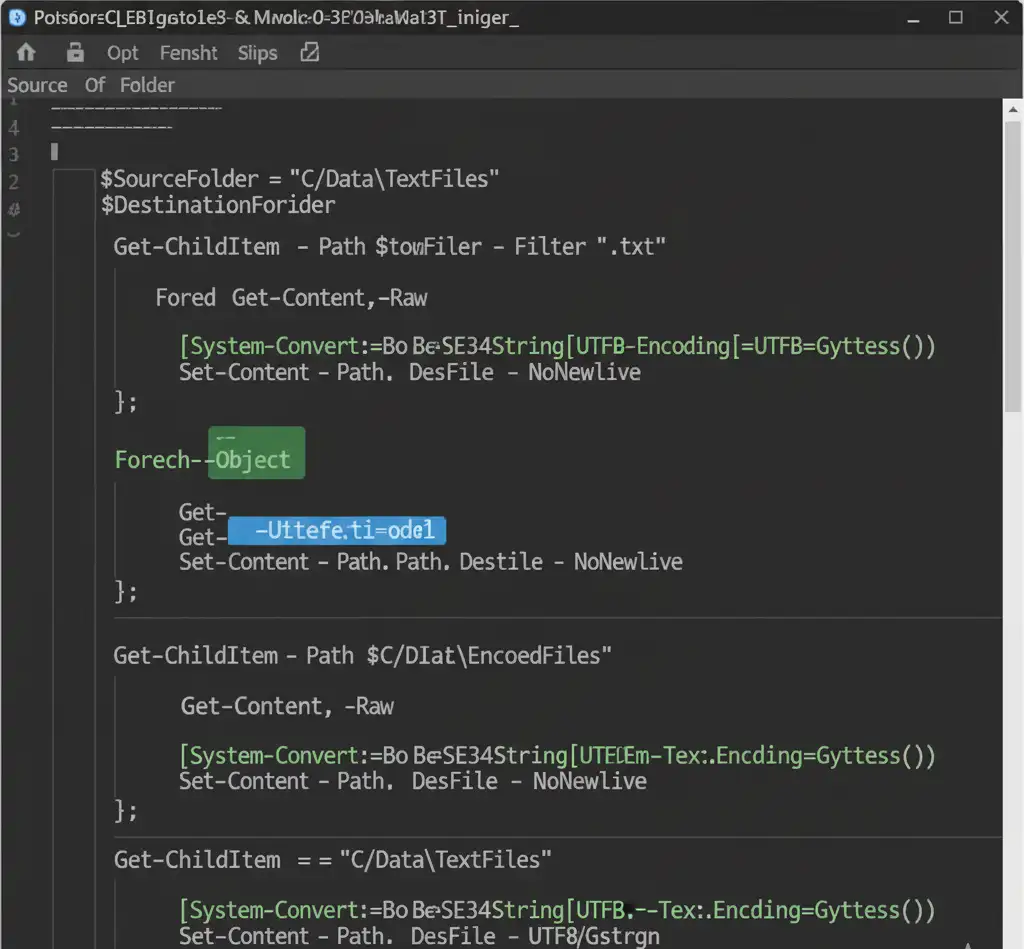 PowerShell code showing the critical step of using GetBytes(string) before encoding to Base64.